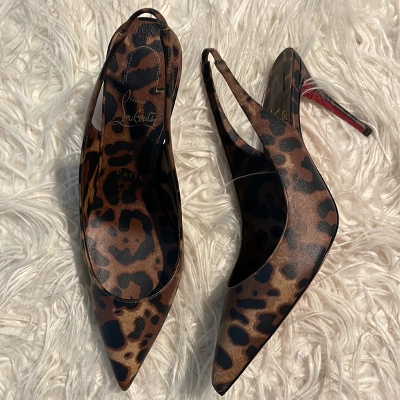 Christian Louboutin Leopard Print Kate Sling 85 - Picture 5 of 10